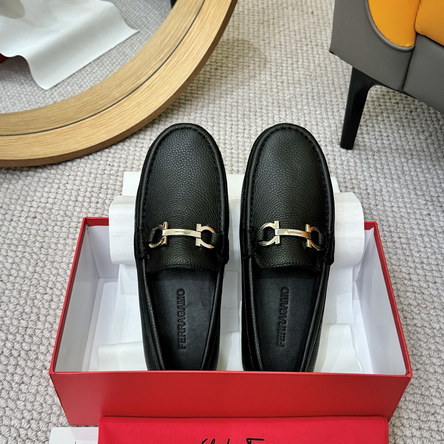 Salvatore Ferragamo Men's Leather Loafers with Iconic Buckle 3 i1743699903498 4663 0 1