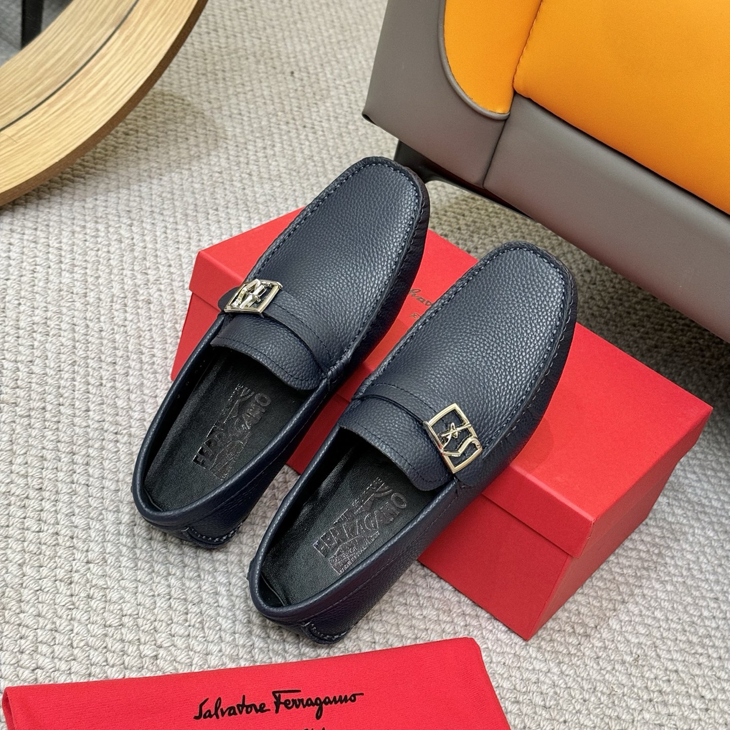 Salvatore Ferragamo Men's Leather Loafers with Buckle Detail, size 38-46 9 i1743700101220 2144 0 7