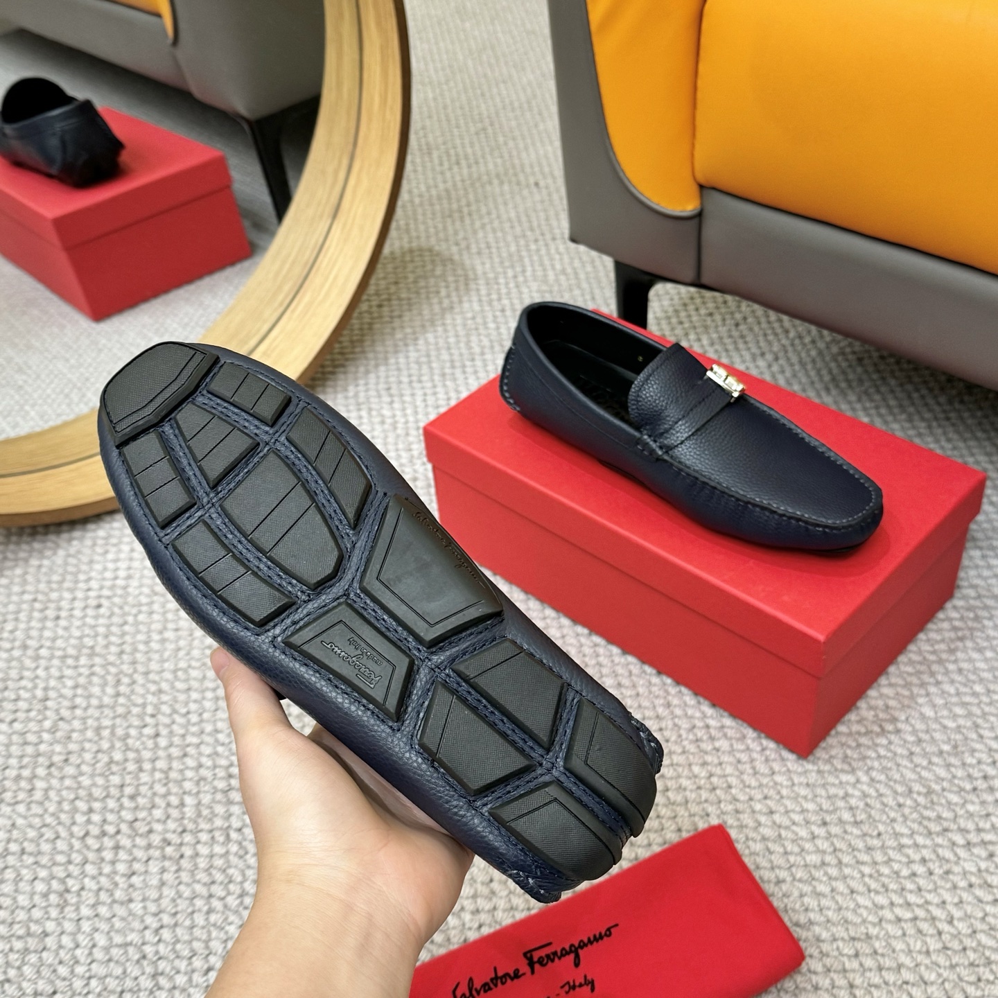 Salvatore Ferragamo Men's Leather Loafers with Buckle Detail, size 38-46 8 i1743700103415 9738 0 6