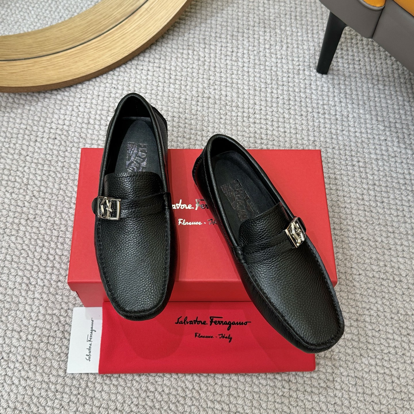 Salvatore Ferragamo Leather Loafers - Italian Calfskin, Water-Dyed Lambskin 1 Salvatore Ferragamo Leather Loafers - Italian Calfskin, Water-Dyed Lambskin