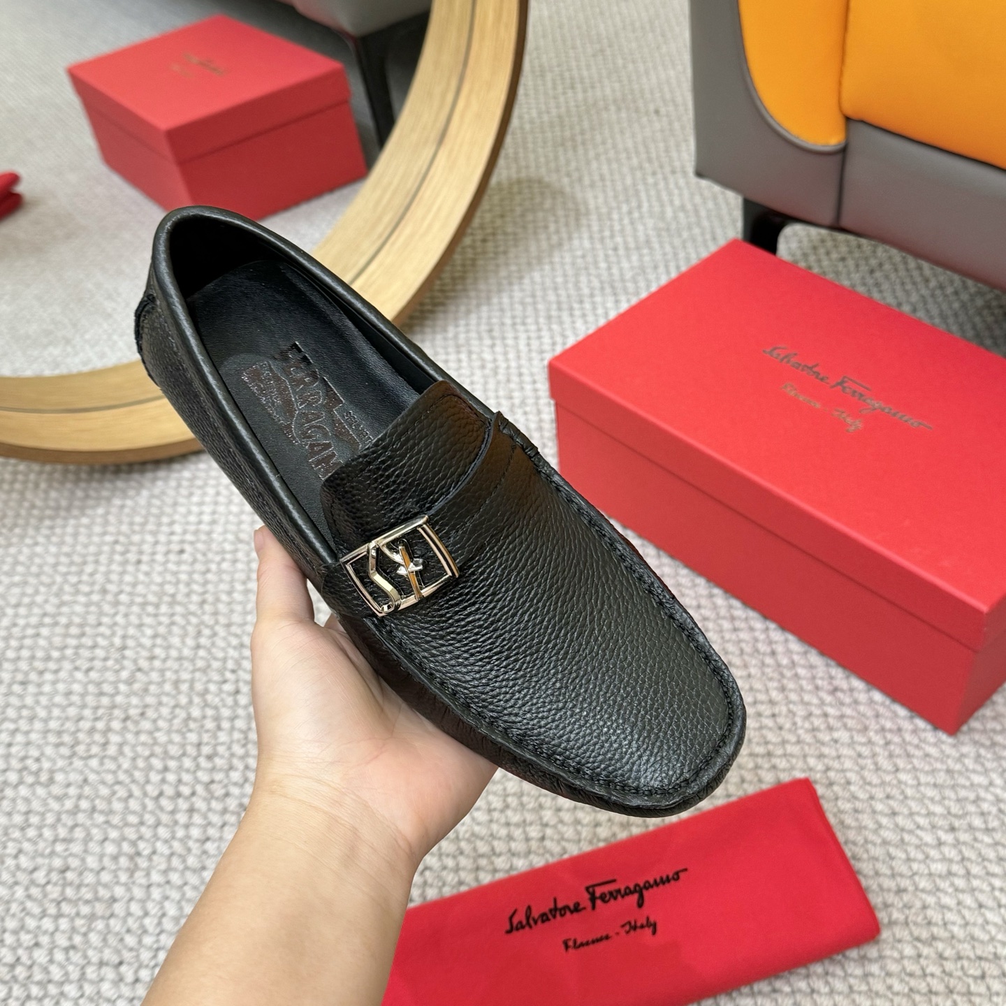 Salvatore Ferragamo Leather Loafers - Italian Calfskin, Water-Dyed Lambskin 6 i1743700119951 6421 0 4