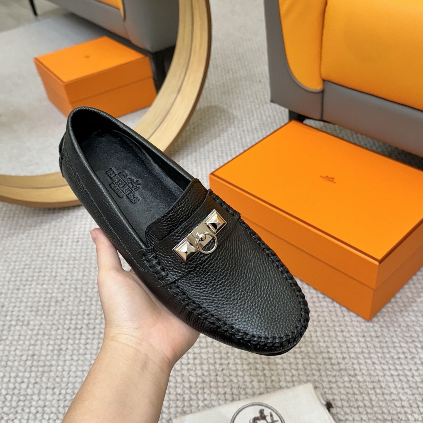 Hermes Men's Leather Loafers | Italian Leather & Genuine Sheepskin Lining 6 i1743700397704 5681 0 4