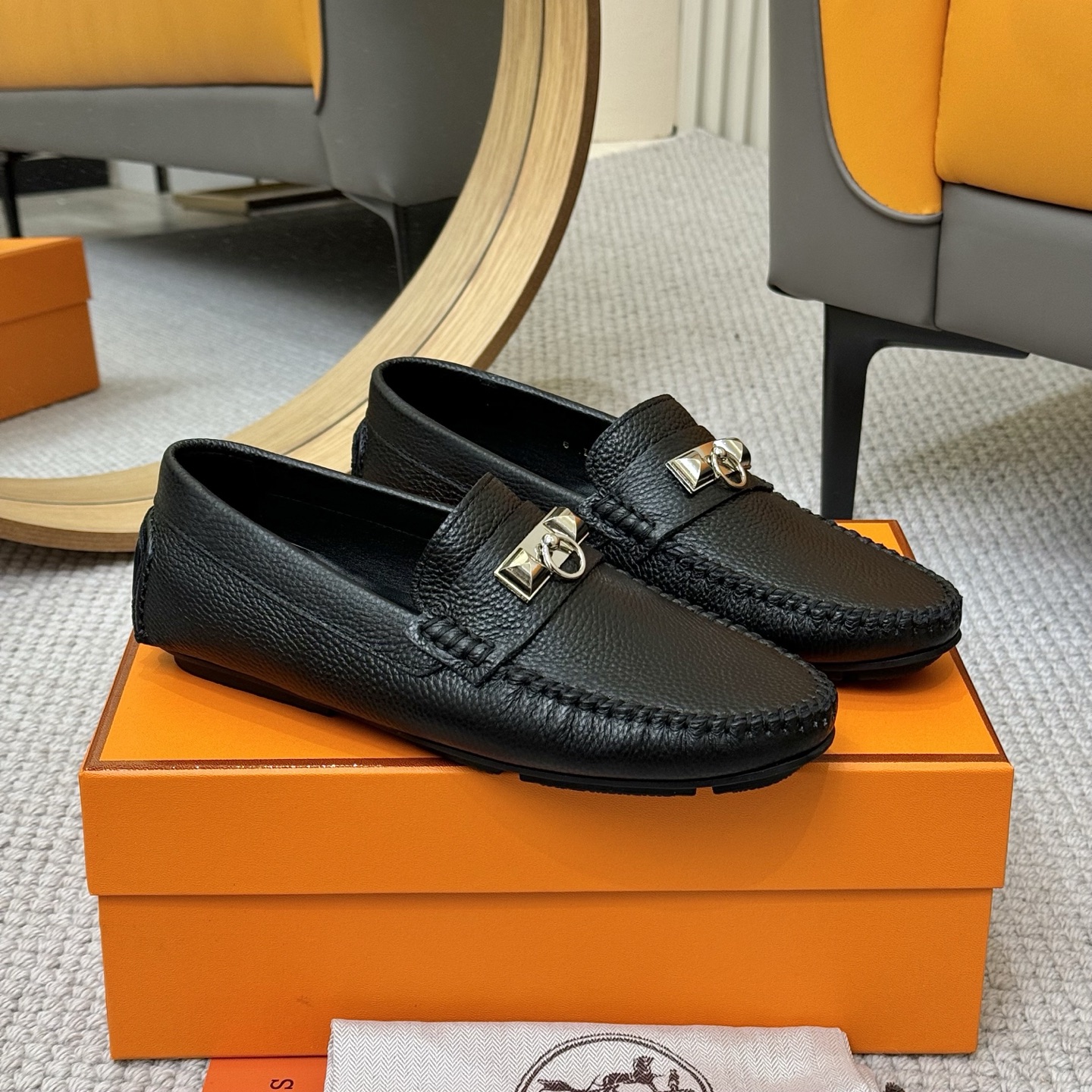Hermes Men's Leather Loafers | Italian Leather & Genuine Sheepskin Lining 4 i1743700397705 3357 0 2