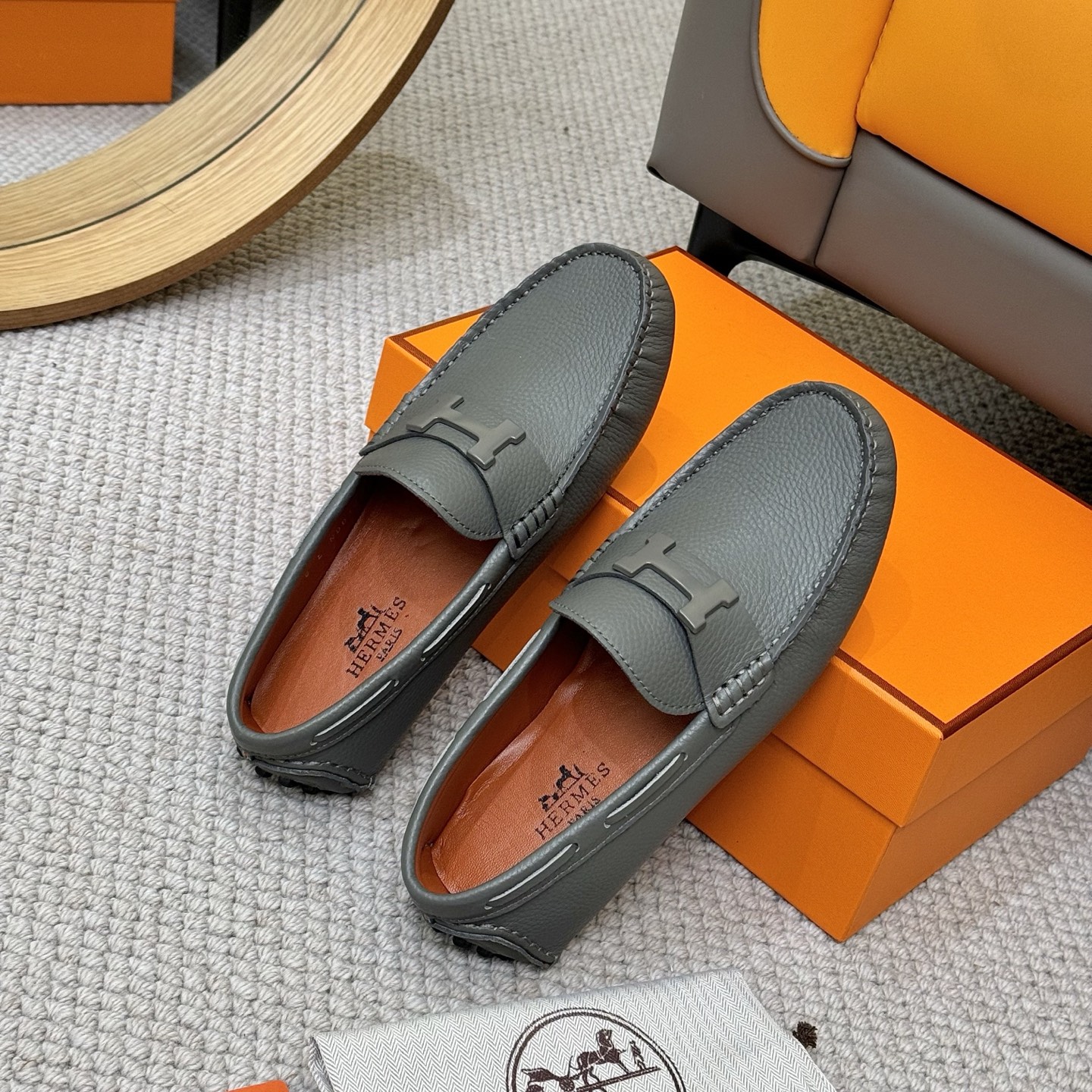 Hermès Men's Leather Loafers - Italian Calfskin, Comfortable Slip-Ons 9 i1743700428942 798 0 7