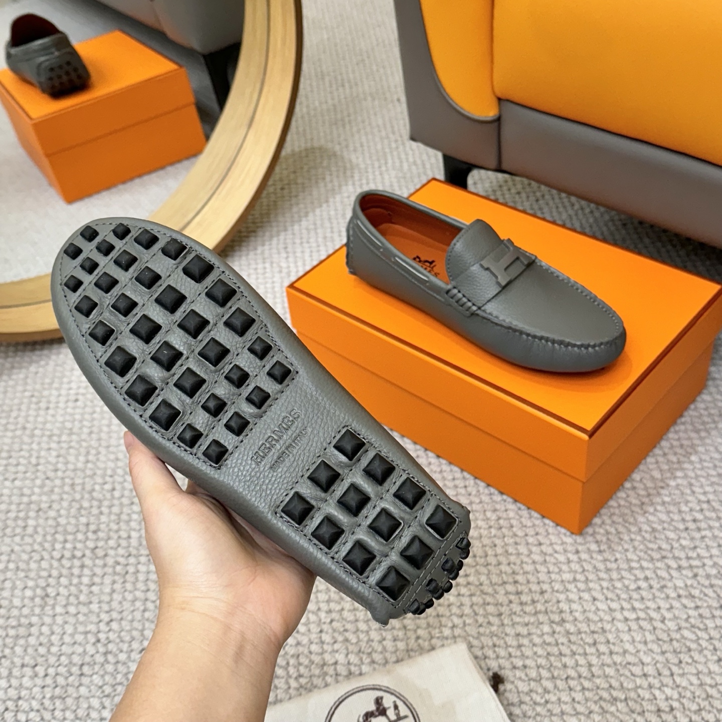 Hermès Men's Leather Loafers - Italian Calfskin, Comfortable Slip-Ons 8 i1743700430596 9240 0 6