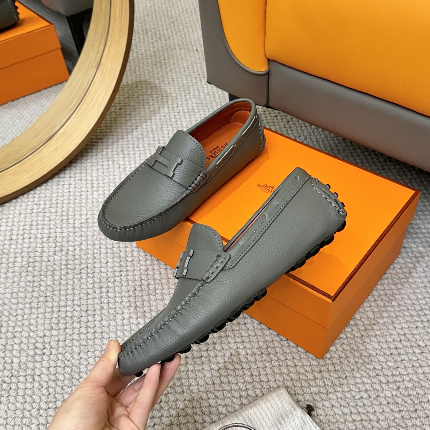 Hermès Men's Leather Loafers - Italian Calfskin, Comfortable Slip-Ons 5 i1743700433123 8789 0 3