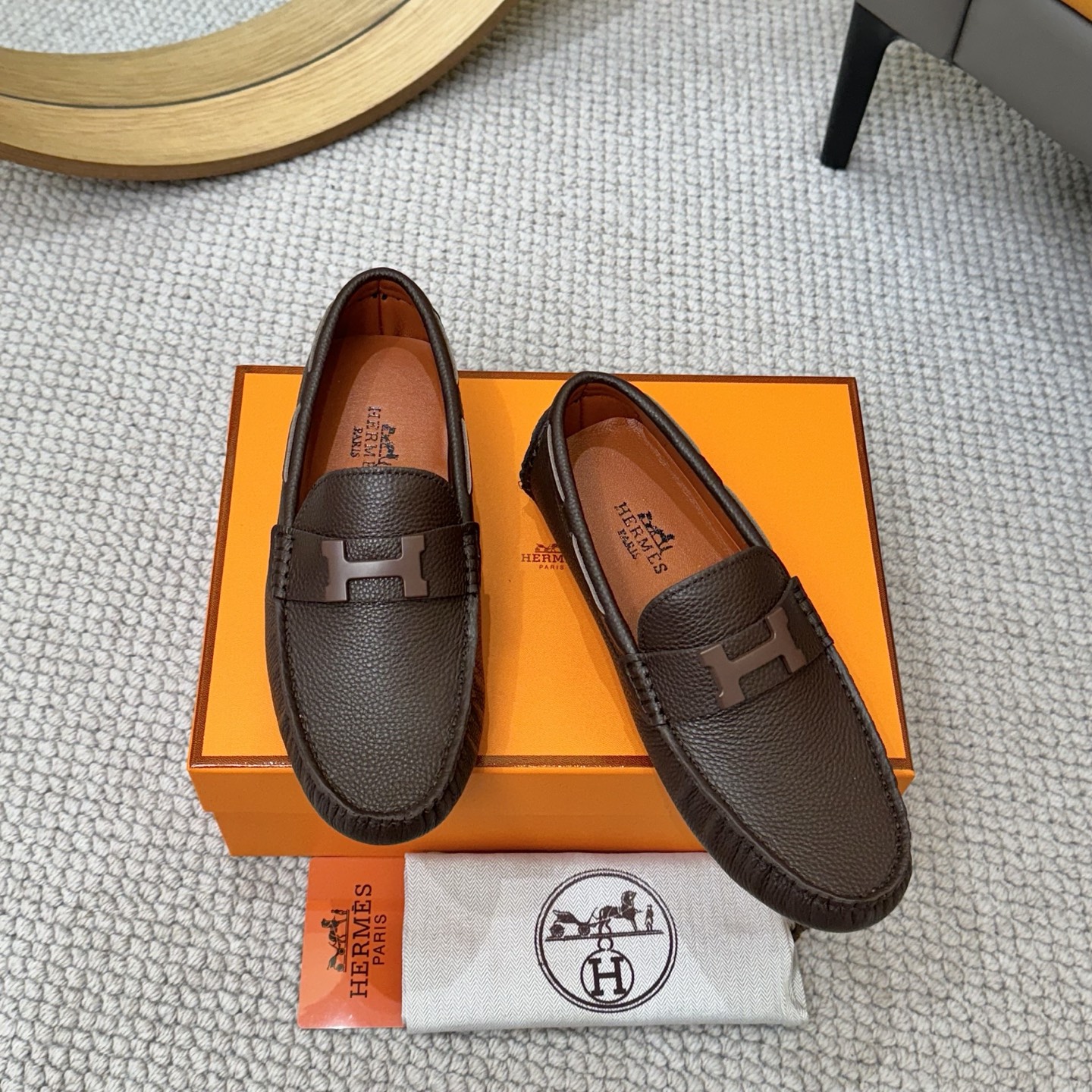 Hermes Men's Leather Loafers - Comfortable & Stylish Slip-Ons, Size 38-44 1 Hermes Men's Leather Loafers - Comfortable & Stylish Slip-Ons, Size 38-44
