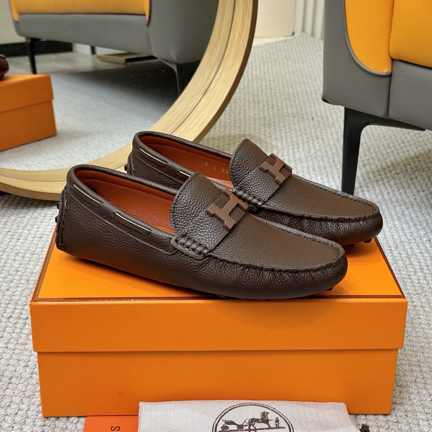 Hermes Men's Leather Loafers - Comfortable & Stylish Slip-Ons, Size 38-44 4 i1743700451578 9195 0 2