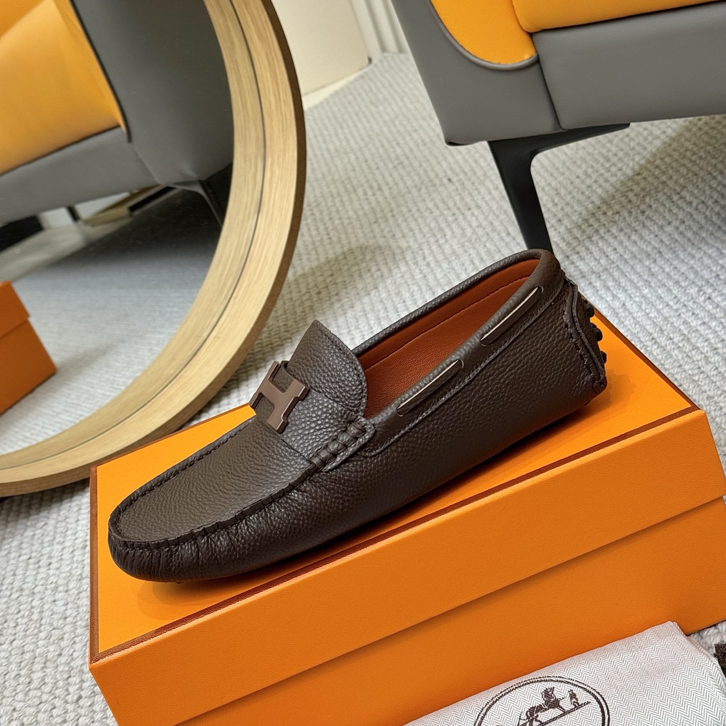Hermes Men's Leather Loafers - Comfortable & Stylish Slip-Ons, Size 38-44 7 i1743700451617 5525 0 5