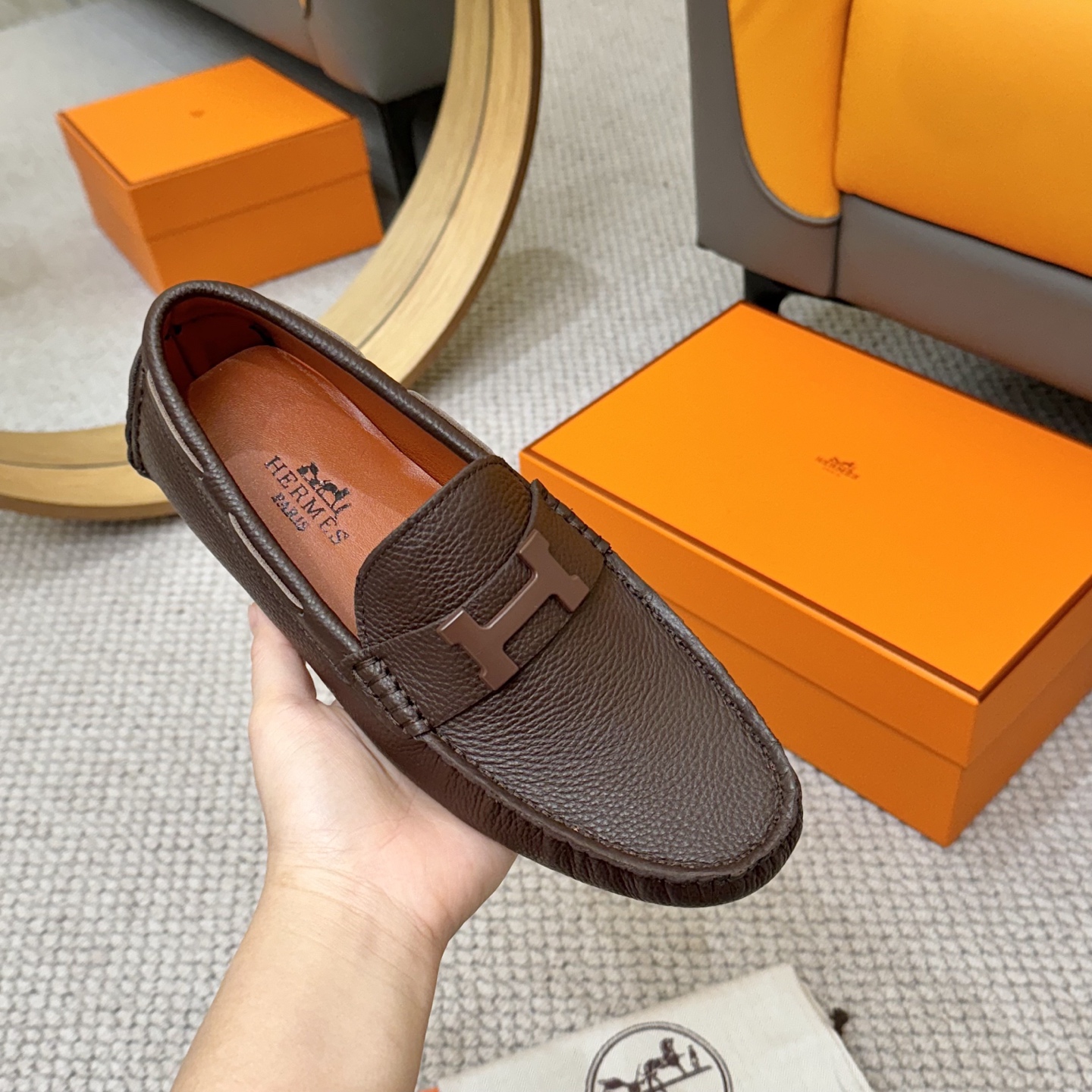 Hermes Men's Leather Loafers - Comfortable & Stylish Slip-Ons, Size 38-44 6 i1743700451623 6832 0 4