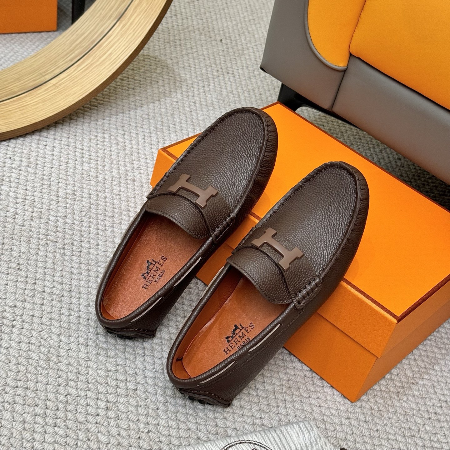 Hermes Men's Leather Loafers - Comfortable & Stylish Slip-Ons, Size 38-44 9 i1743700451637 4067 0 7