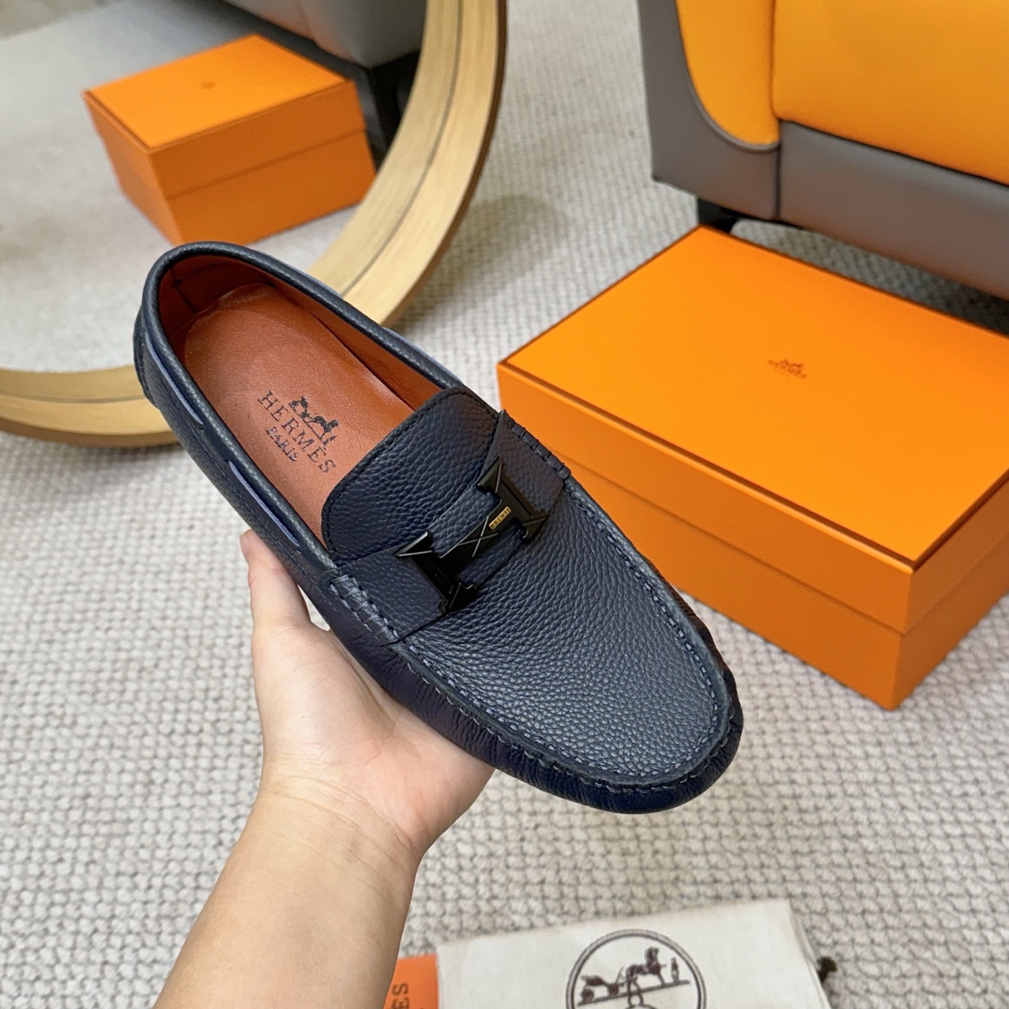 Hermes Men's Leather Loafers - Italian Calfskin, Comfortable Driving Shoes 6 i1743700514224 366 0 4