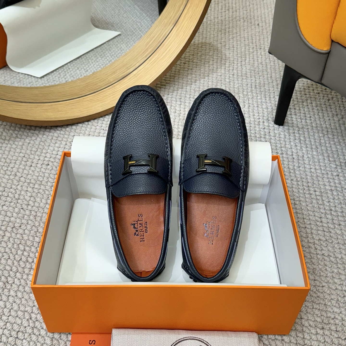 Hermes Men's Leather Loafers - Italian Calfskin, Comfortable Driving Shoes 3 i1743700514307 356 0 1