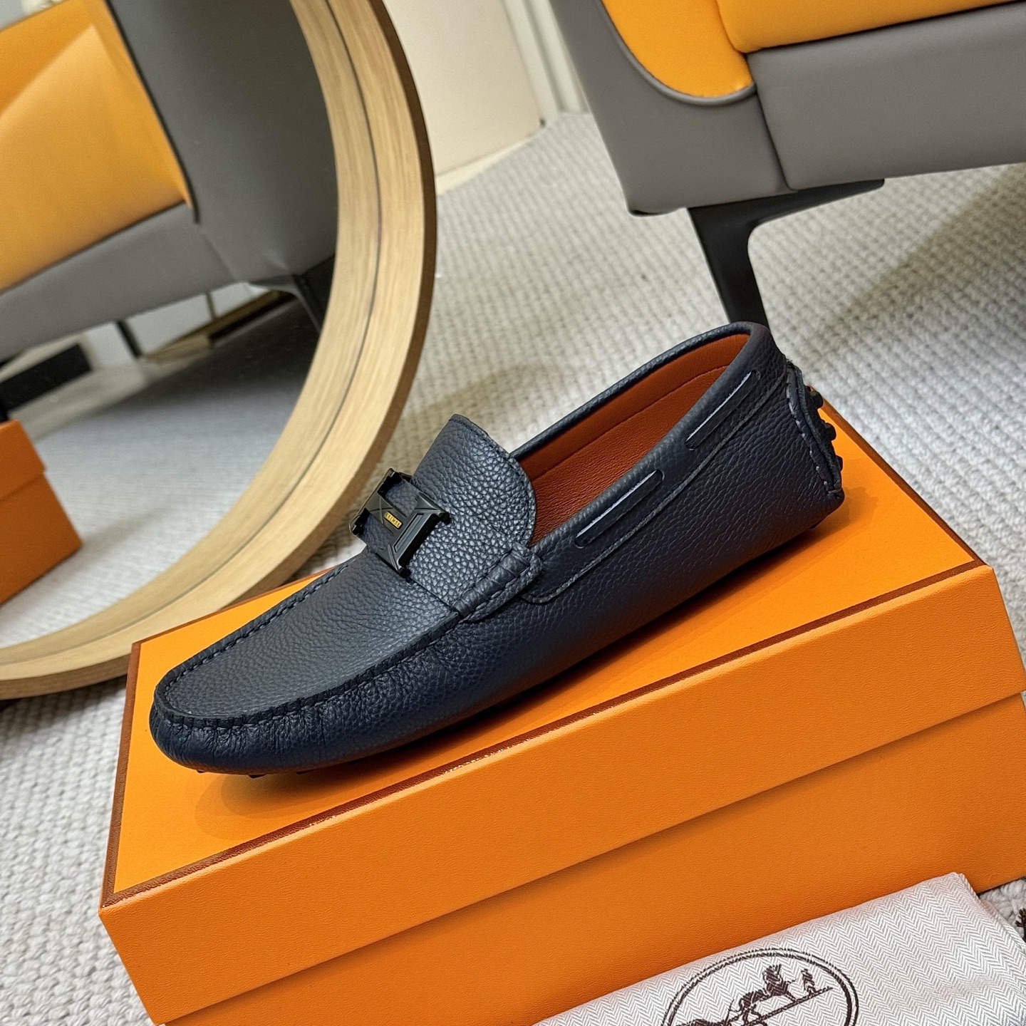 Hermes Men's Leather Loafers - Italian Calfskin, Comfortable Driving Shoes 7 i1743700514311 1344 0 5