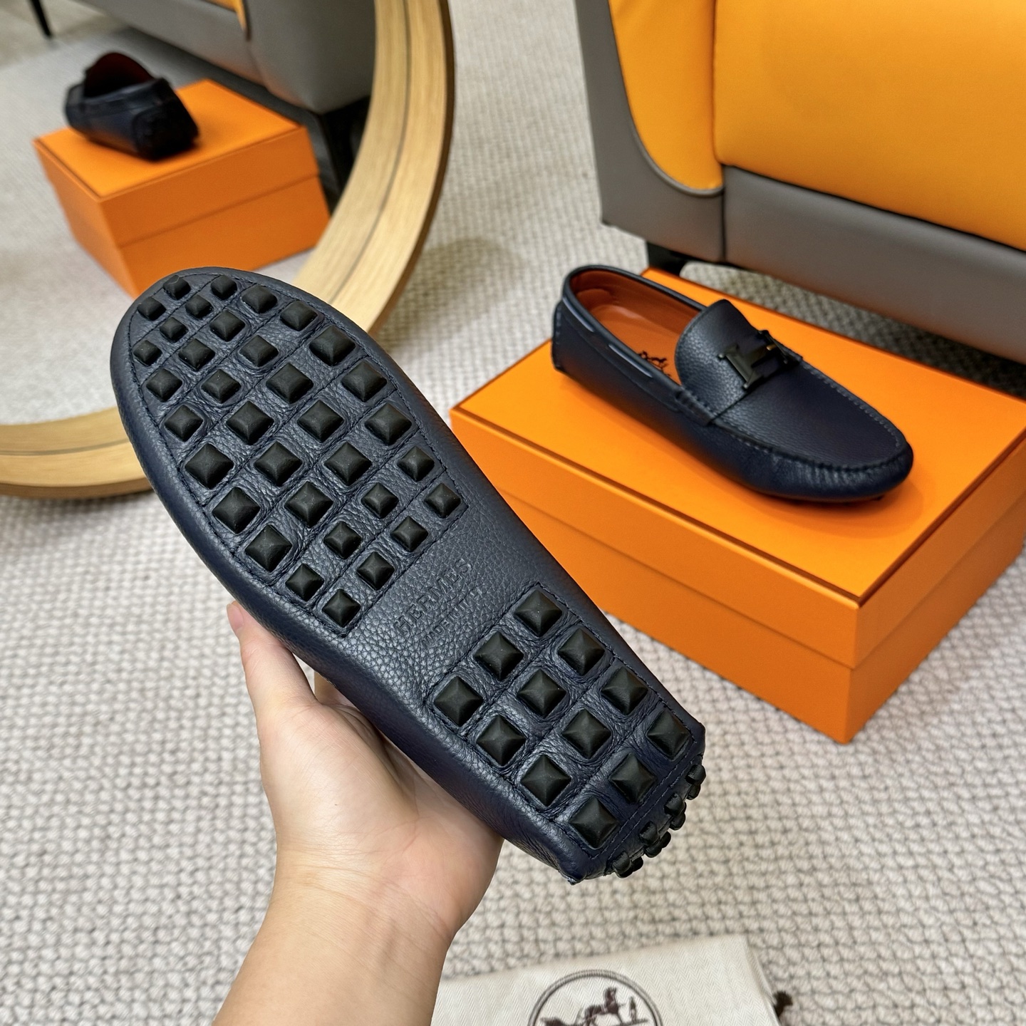 Hermes Men's Leather Loafers - Italian Calfskin, Comfortable Driving Shoes 8 i1743700514325 1448 0 6