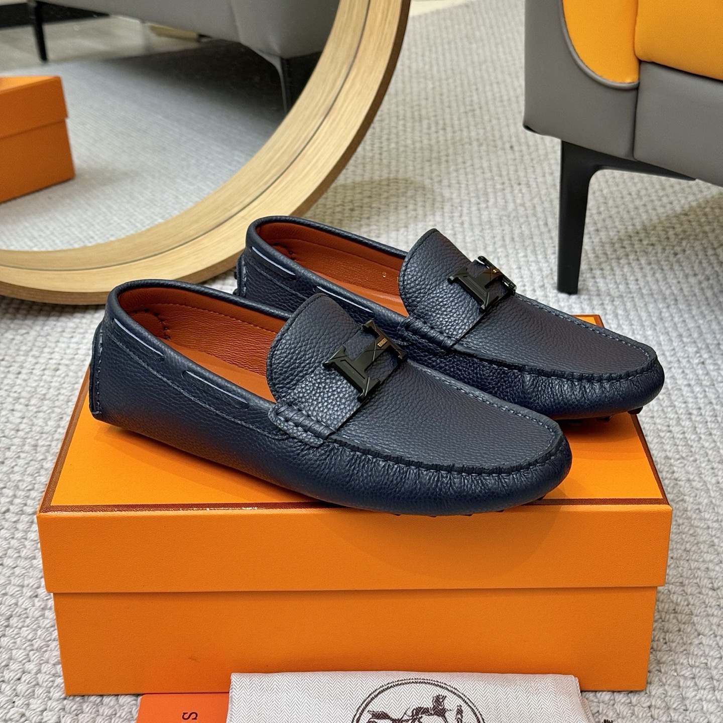 Hermes Men's Leather Loafers - Italian Calfskin, Comfortable Driving Shoes 4 i1743700514987 242 0 2