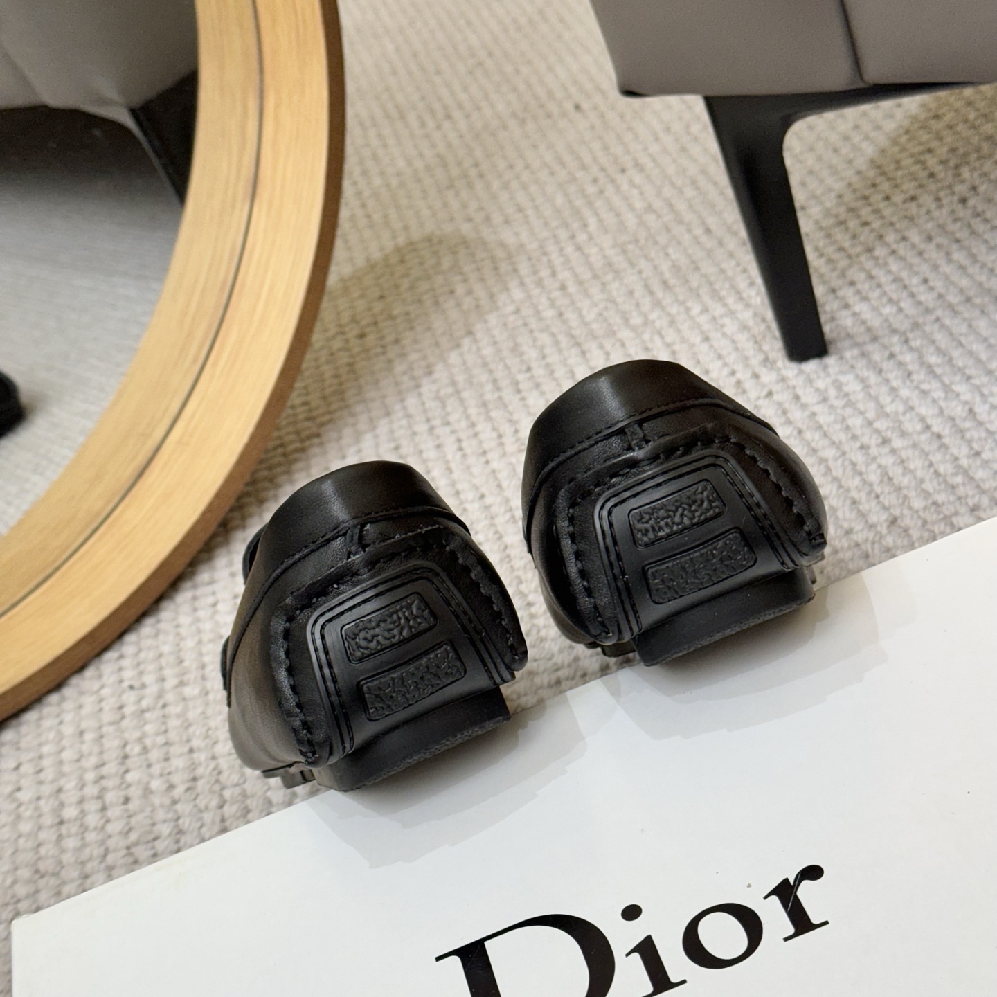 DIOR Men's Black Leather Loafers with Gold-Tone 'JADIOR' Buckle 10 i1743700632576 9445 0 8