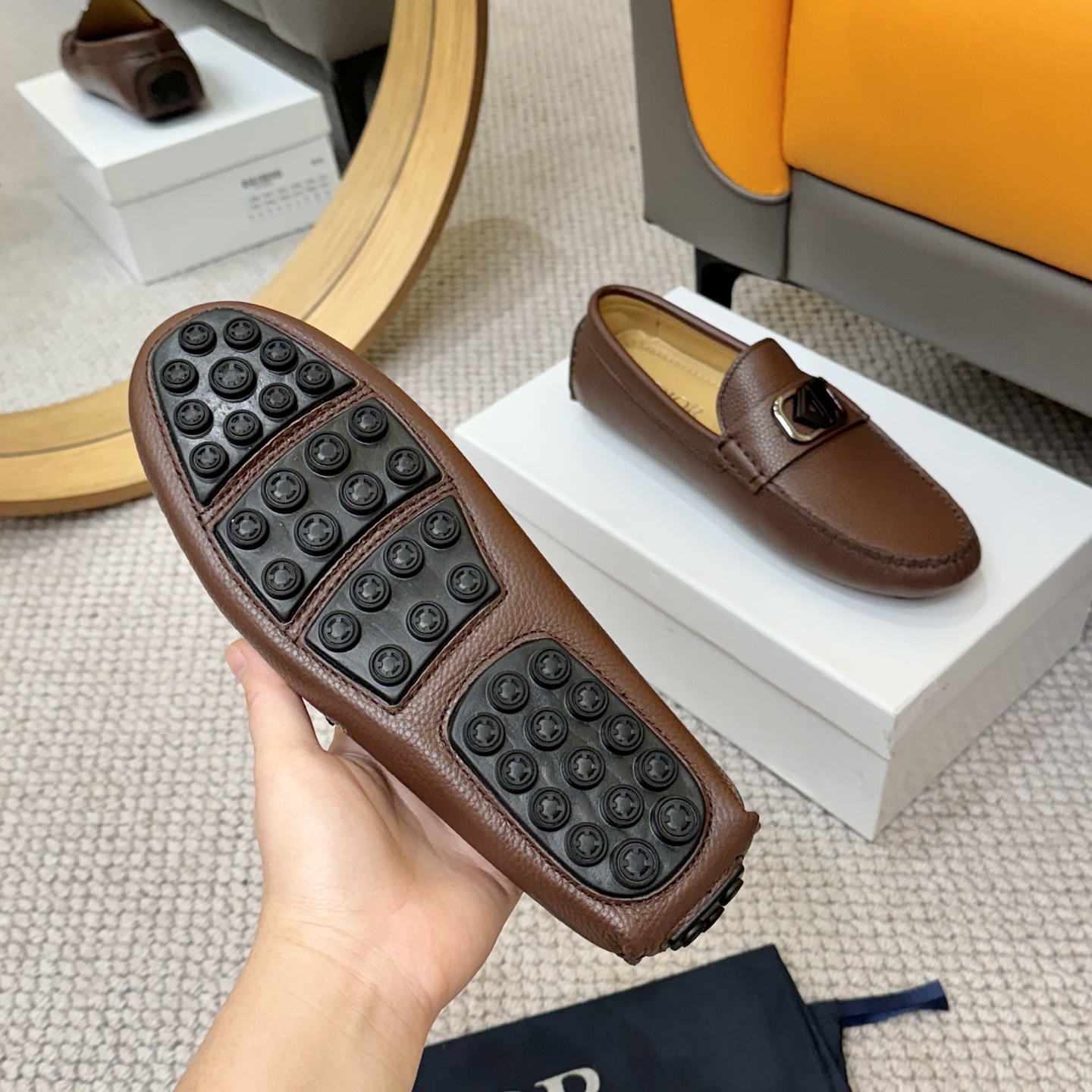 Dior Men's Brown Leather Loafers with Iconic CD Buckle, Size 38-46 8 i1743700822810 9672 0 6