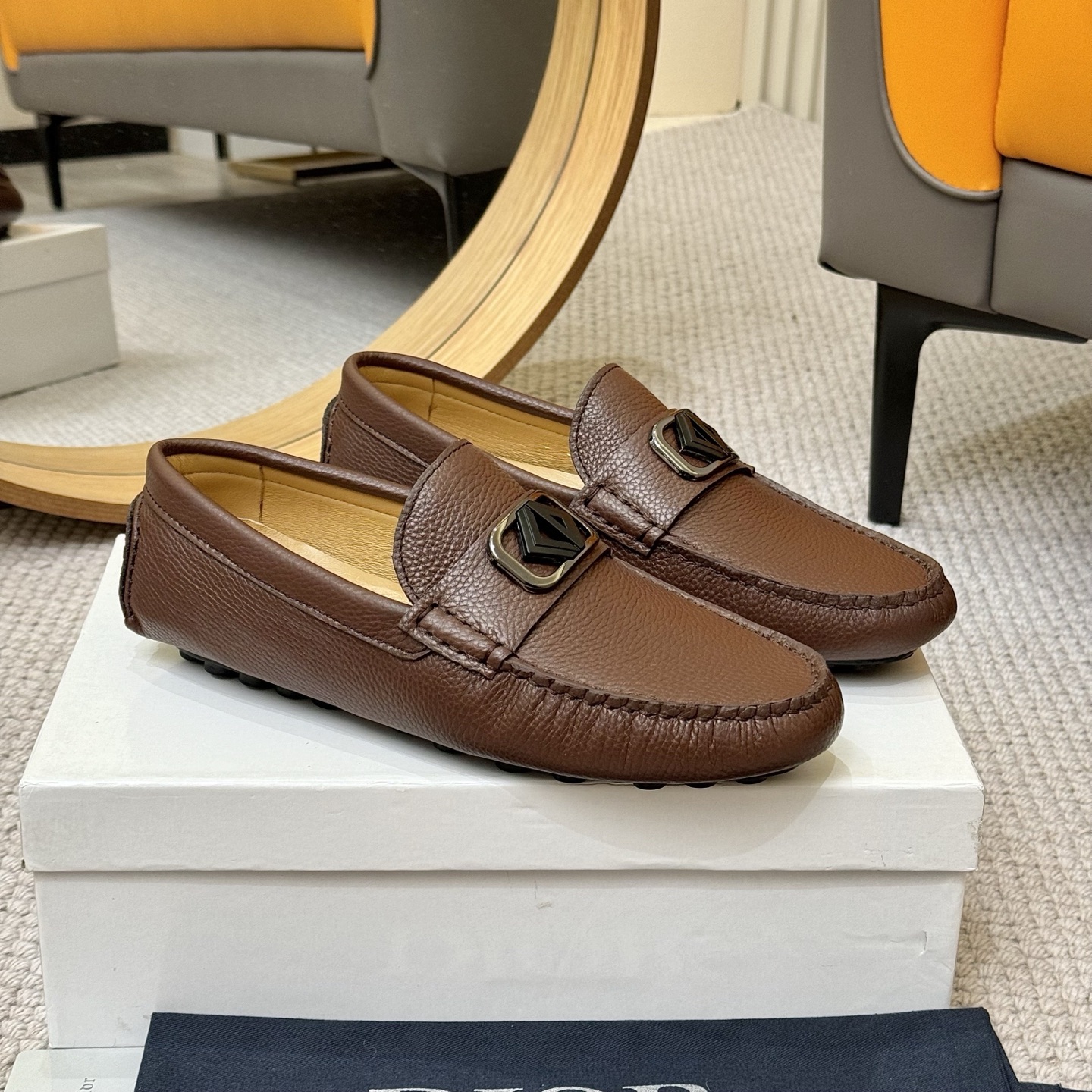 Dior Men's Brown Leather Loafers with Iconic CD Buckle, Size 38-46 4 i1743700822854 8710 0 2