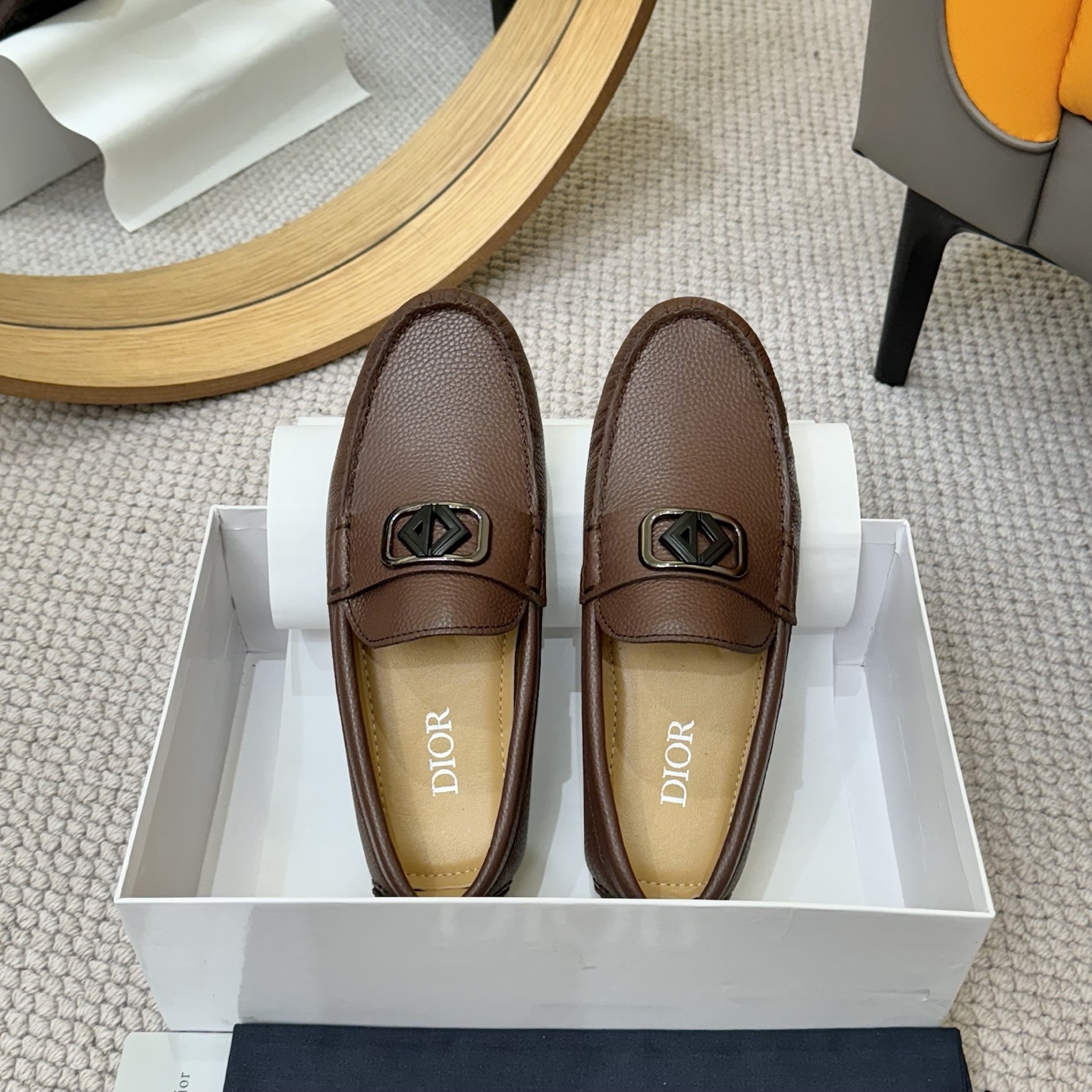 Dior Men's Brown Leather Loafers with Iconic CD Buckle, Size 38-46 3 i1743700822866 4396 0 1