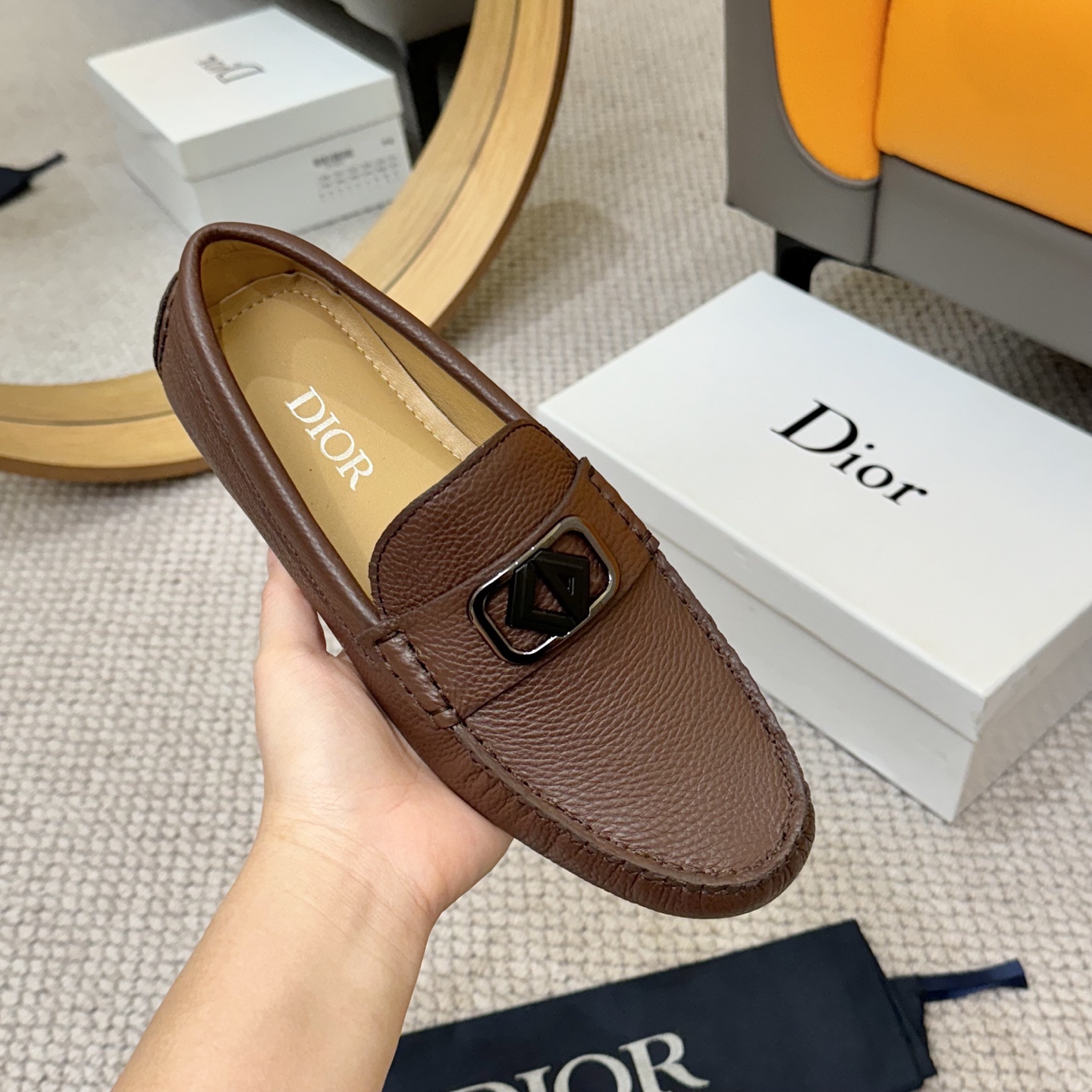 Dior Men's Brown Leather Loafers with Iconic CD Buckle, Size 38-46 6 i1743700822866 6120 0 4