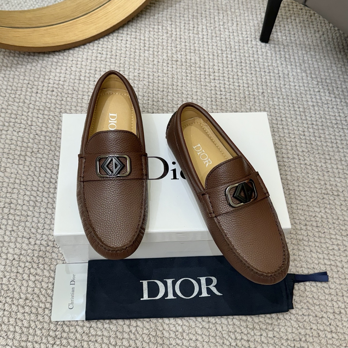 Dior Men's Brown Leather Loafers with Iconic CD Buckle, Size 38-46 2 i1743700824090 7691 0 0