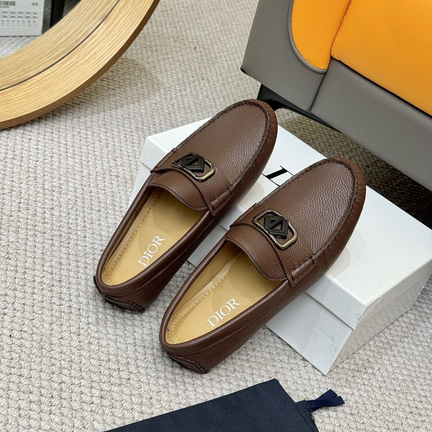 Dior Men's Brown Leather Loafers with Iconic CD Buckle, Size 38-46 9 i1743700824129 8575 0 7