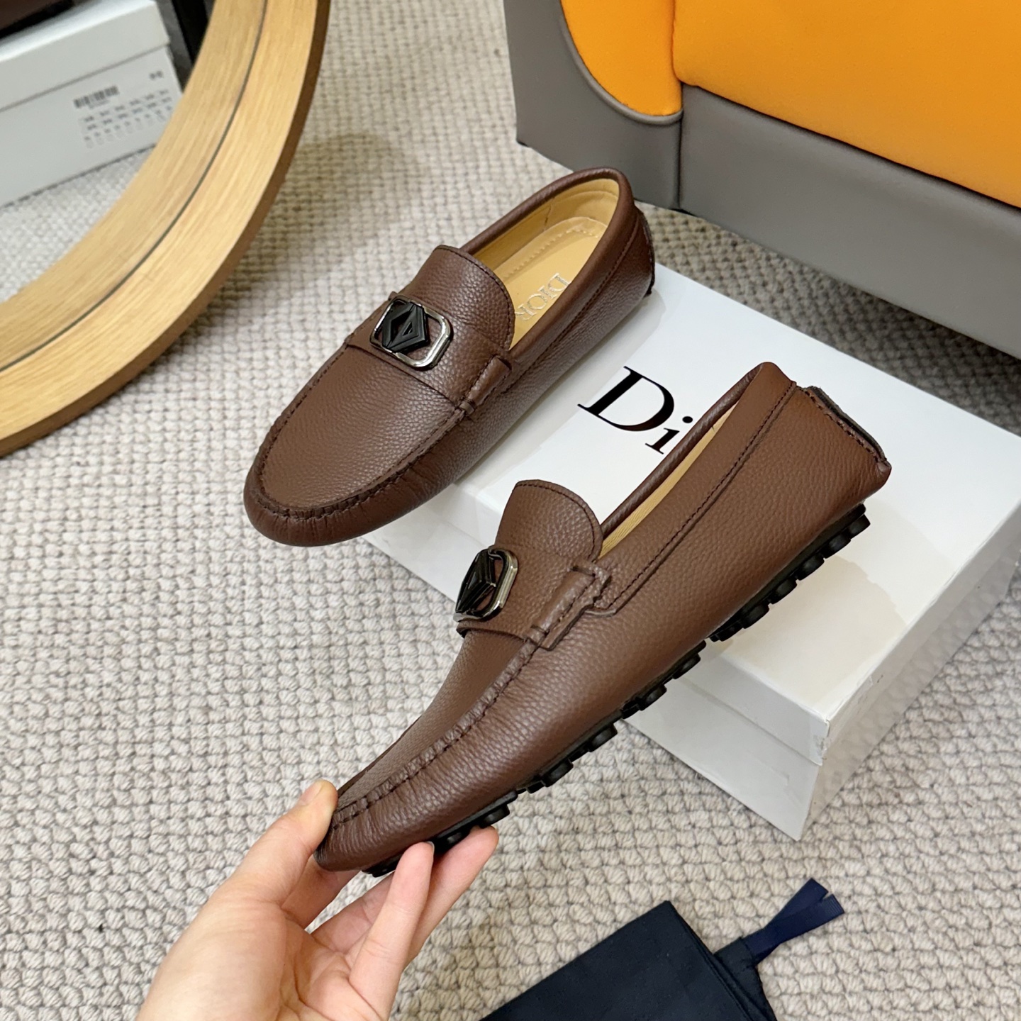Dior Men's Brown Leather Loafers with Iconic CD Buckle, Size 38-46 5 i1743700824142 8795 0 3