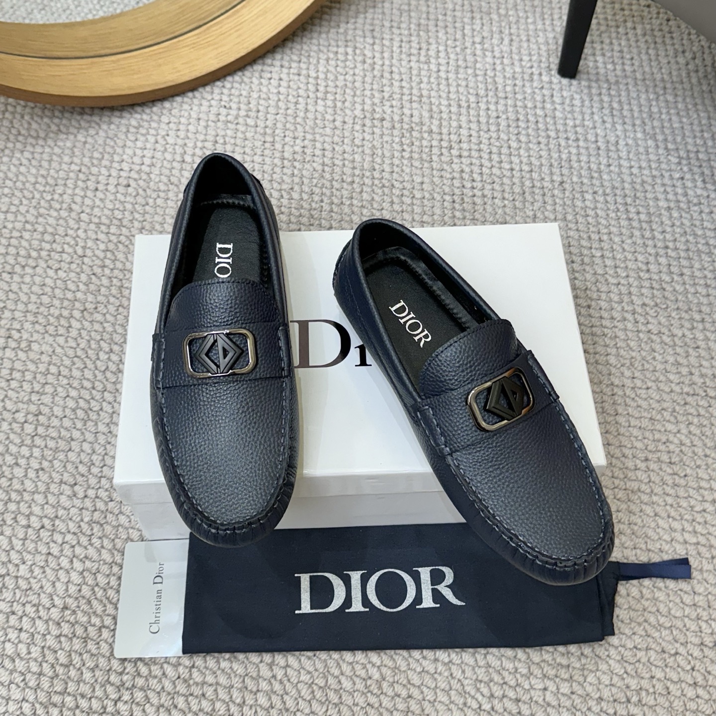 DIOR Men's Leather Loafers with Signature Buckle Detail - Stylish & Comfortable 1 DIOR Men's Leather Loafers with Signature Buckle Detail - Stylish & Comfortable