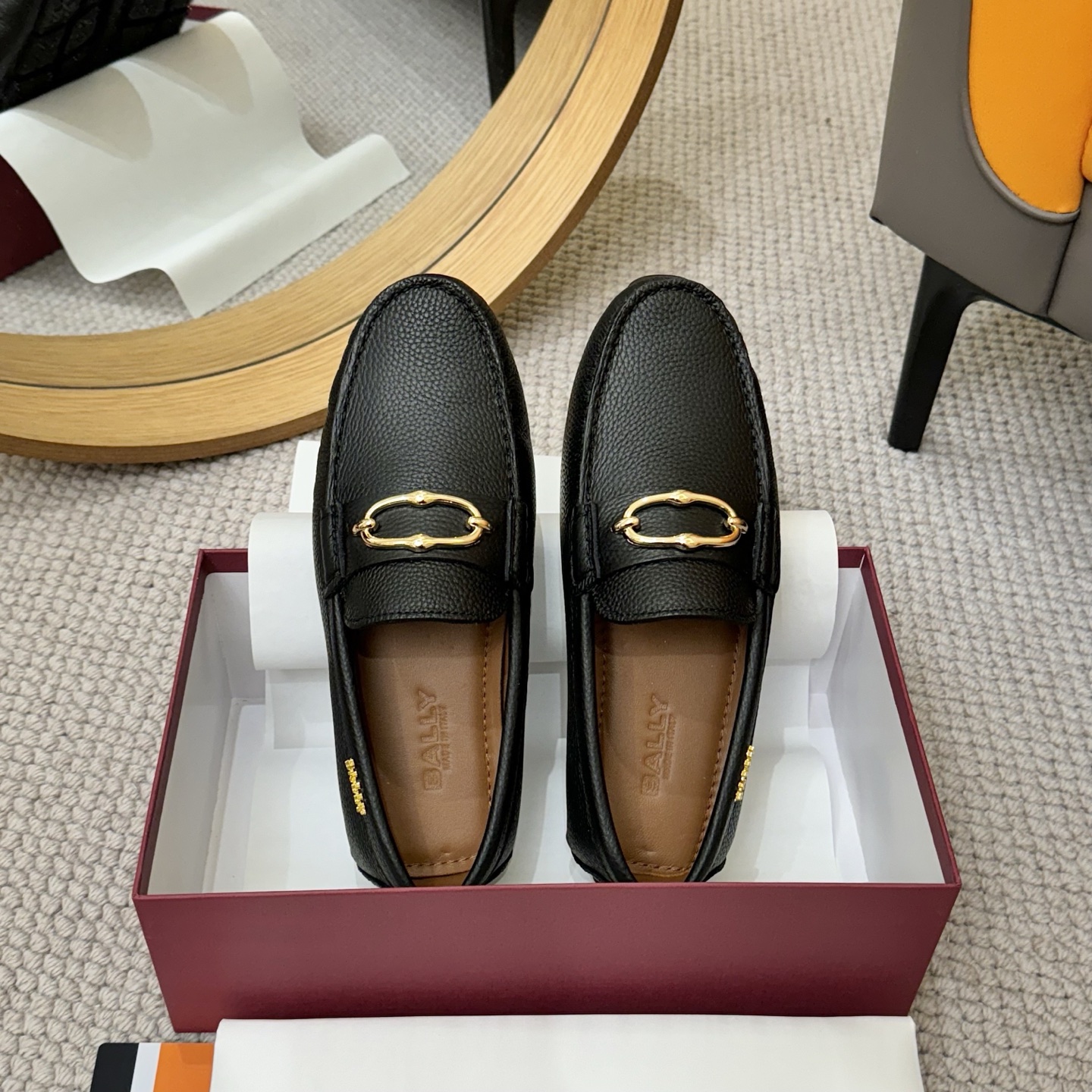Bally Men's Leather Loafers with Gold-Tone Hardware, Black & Blue 3 i1744399481379 4352 0 1