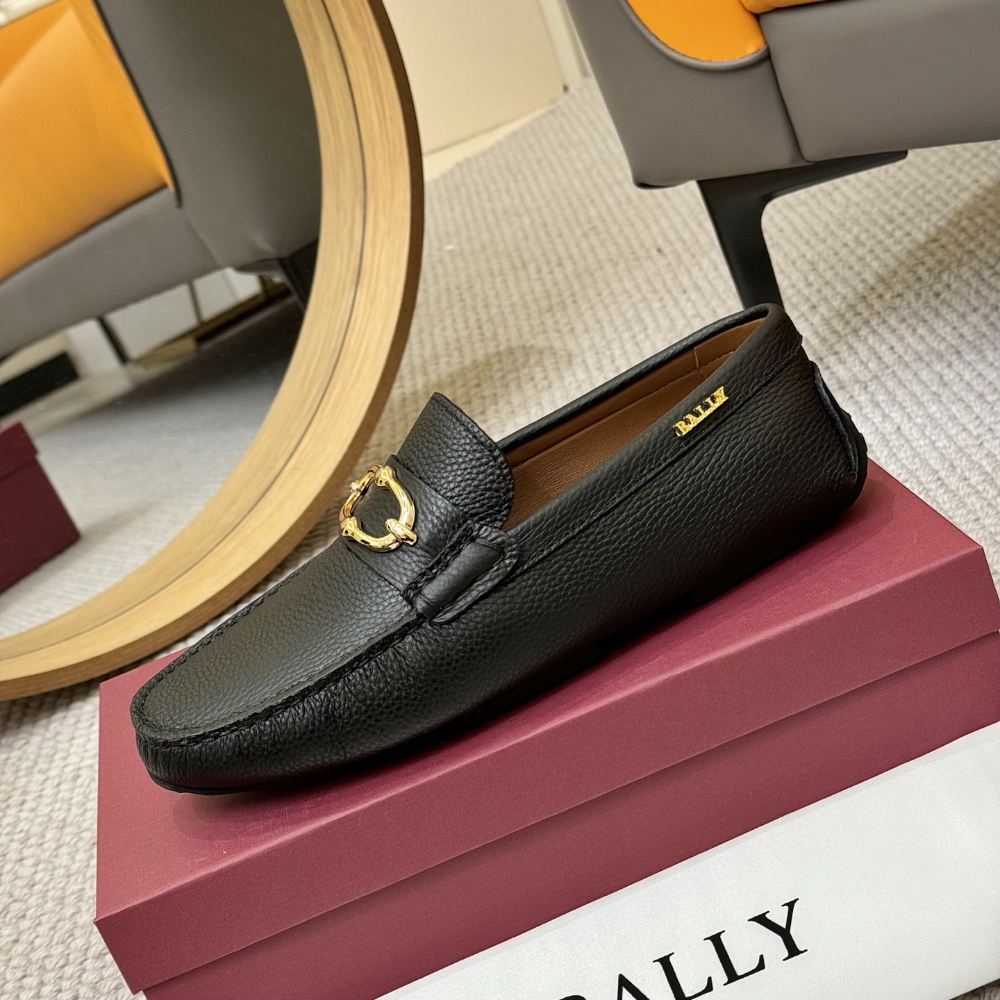 Bally Men's Leather Loafers with Gold-Tone Hardware, Black & Blue 7 i1744399481405 8460 0 5
