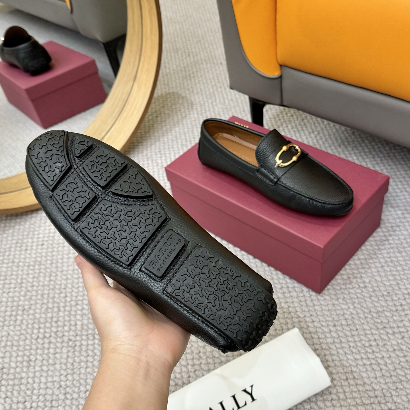 Bally Men's Leather Loafers with Gold-Tone Hardware, Black & Blue 8 i1744399481413 3514 0 6
