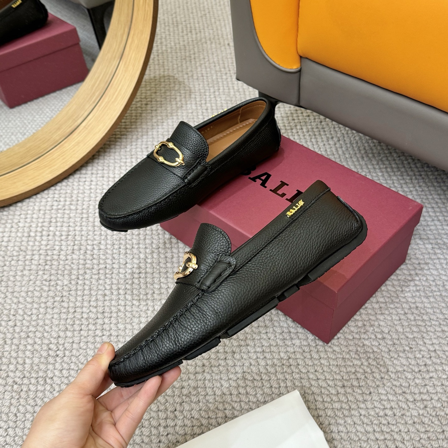 Bally Men's Leather Loafers with Gold-Tone Hardware, Black & Blue 5 i1744399481424 3985 0 3