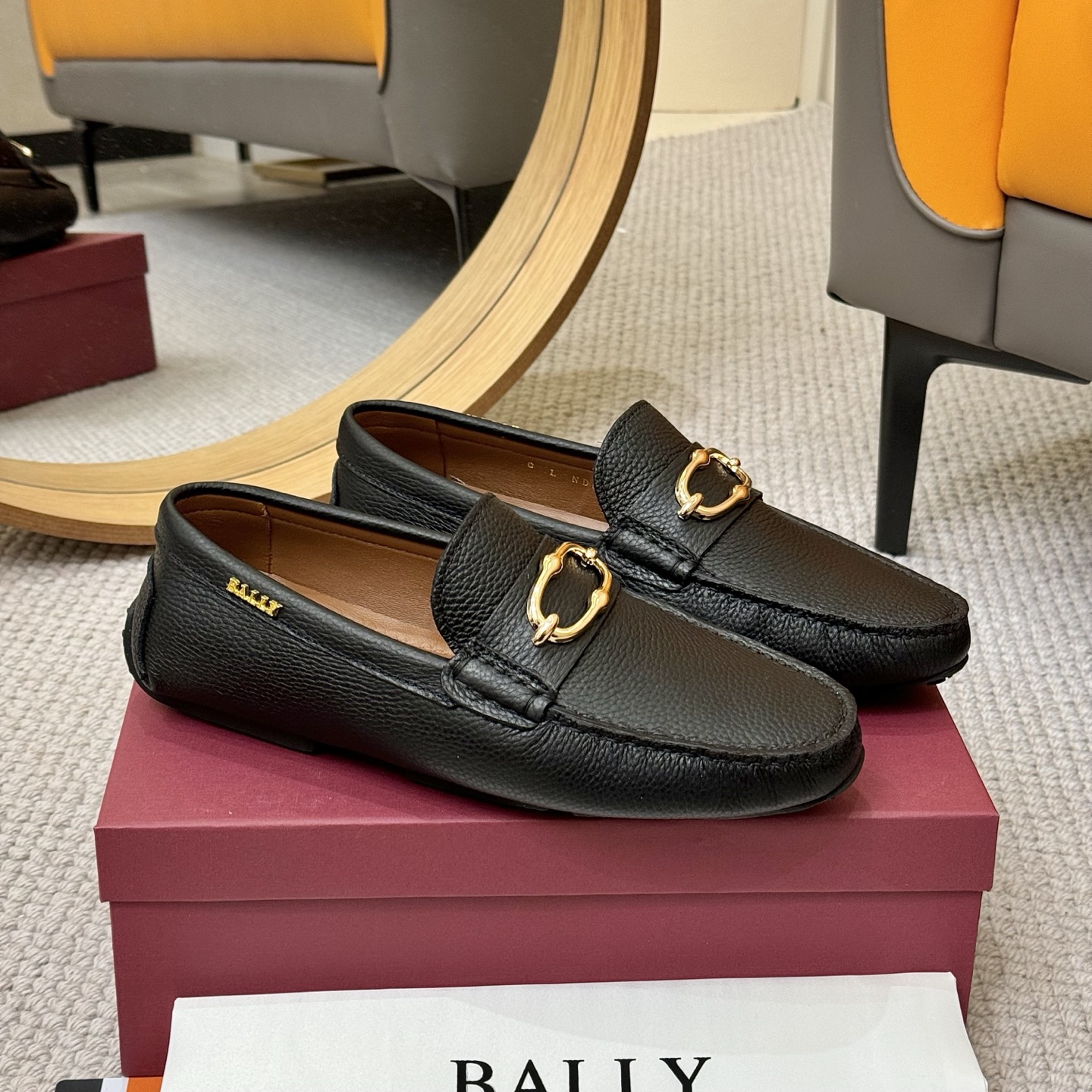 Bally Men's Leather Loafers with Gold-Tone Hardware, Black & Blue 4 i1744399482337 3675 0 2