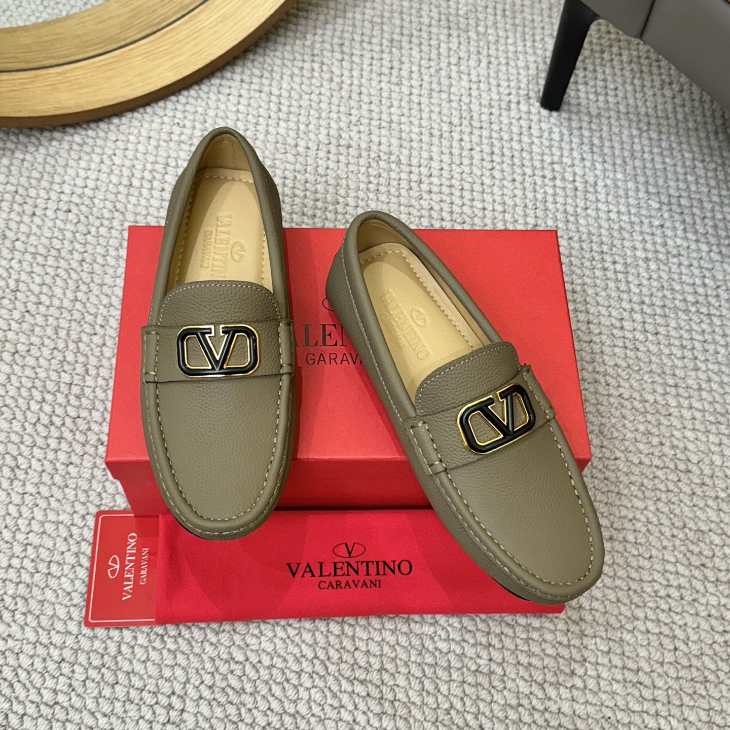 Valentino Men's Leather Loafers with Metal Buckle - Business Casual Slip-Ons 1 Valentino Men's Leather Loafers with Metal Buckle - Business Casual Slip-Ons