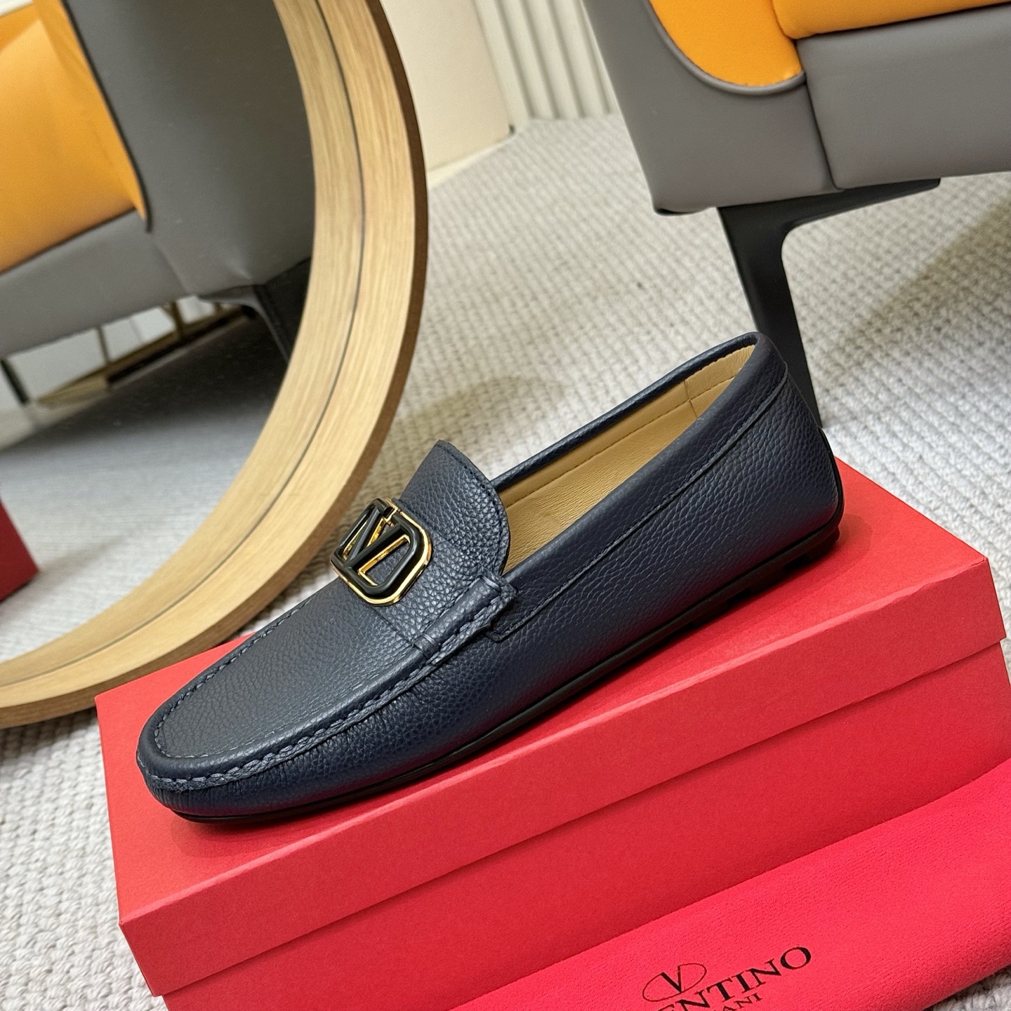 Valentino Men's Leather Loafers with Metal Logo - Business Casual Shoes 7 i1744399567979 7486 0 5
