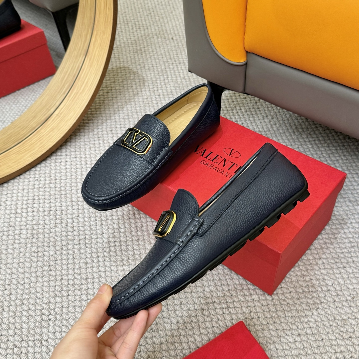 Valentino Men's Leather Loafers with Metal Logo - Business Casual Shoes 5 i1744399567987 362 0 3