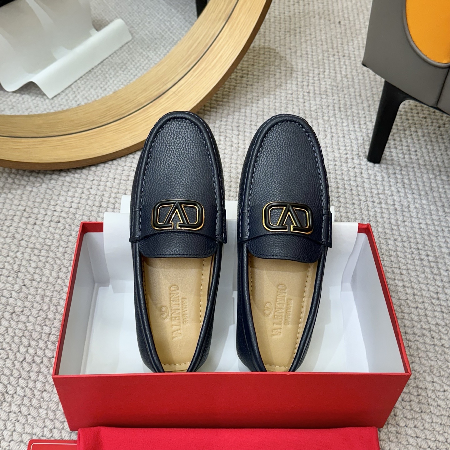 Valentino Men's Leather Loafers with Metal Logo - Business Casual Shoes 3 i1744399568023 4715 0 1