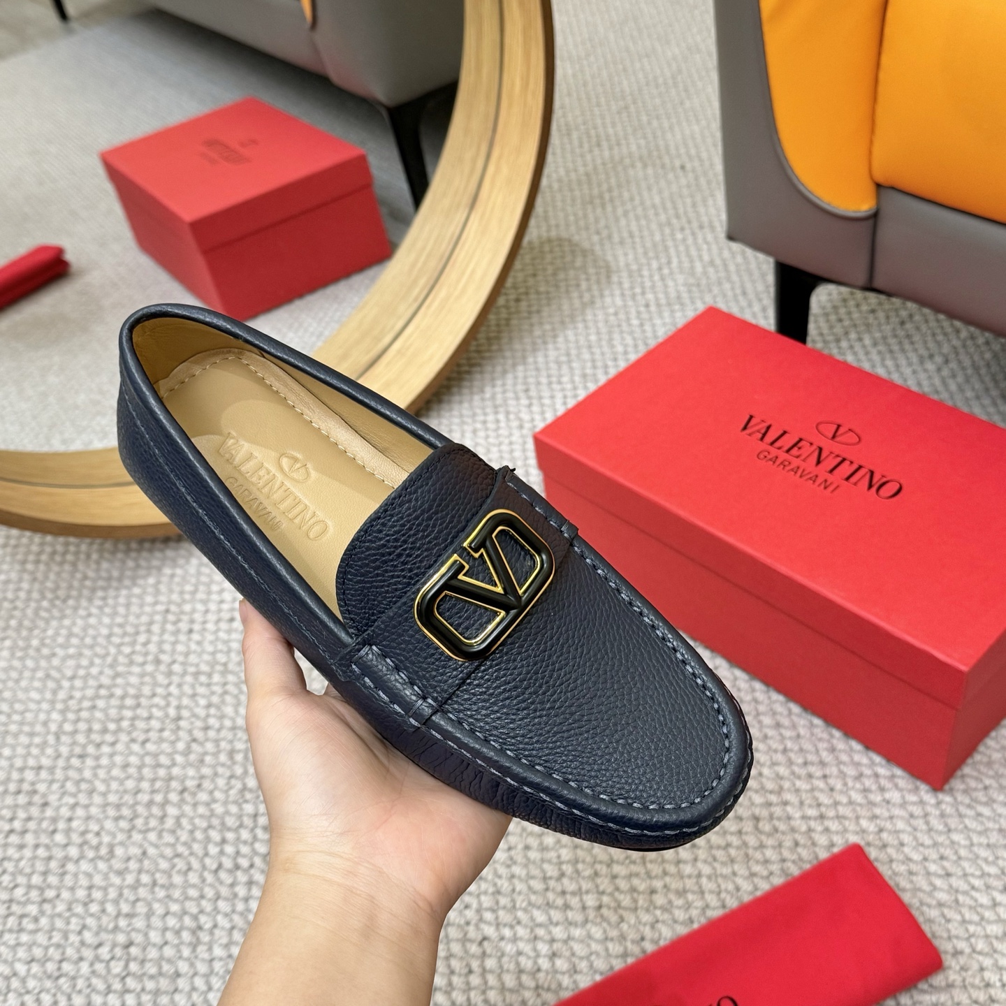 Valentino Men's Leather Loafers with Metal Logo - Business Casual Shoes 6 i1744399568682 2881 0 4