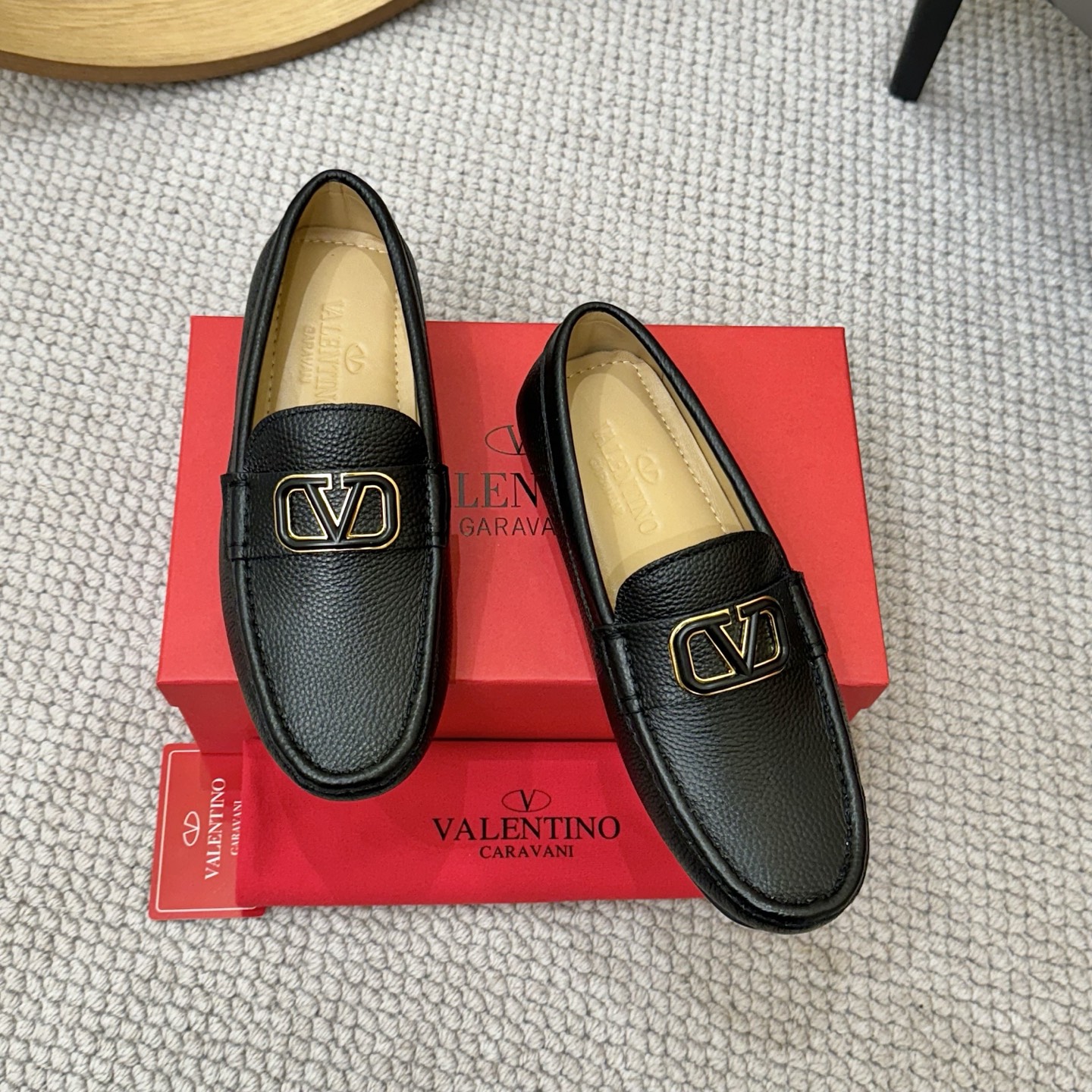 Valentino Leather Loafers, Business Casual Shoes, Metal Buckle, Comfort Fit 1 Valentino Leather Loafers, Business Casual Shoes, Metal Buckle, Comfort Fit