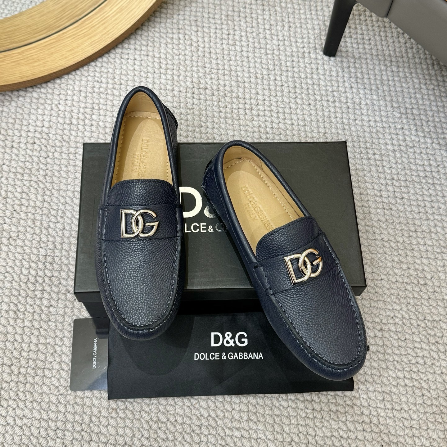 Dolce & Gabbana Leather Driving Moccasins with DG Hardware and Rubber Sole 1 Dolce & Gabbana Leather Driving Moccasins with DG Hardware and Rubber Sole