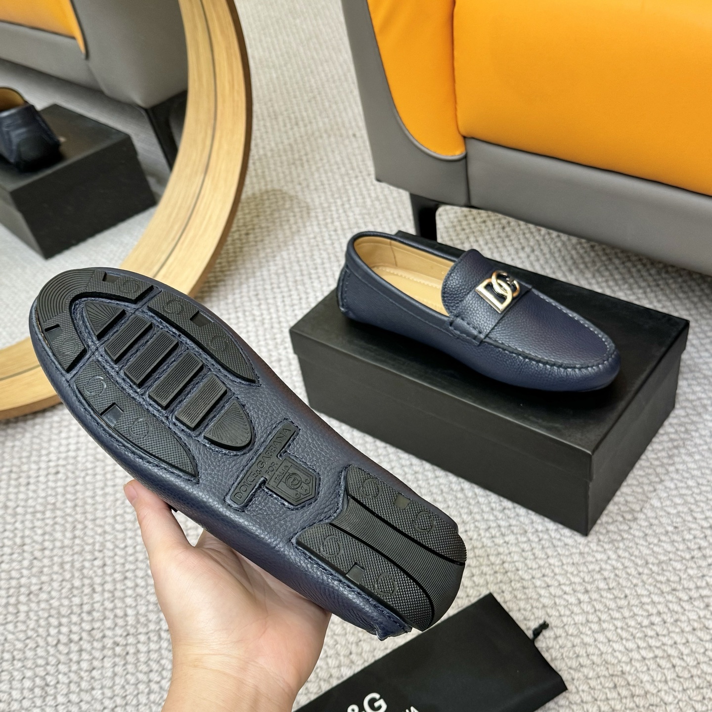 Dolce & Gabbana Leather Driving Moccasins with DG Hardware and Rubber Sole 8 i1744399770109 6063 0 6