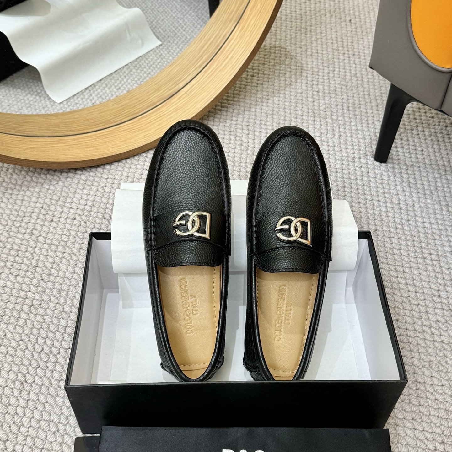 Dolce & Gabbana Leather Driving Moccasins With Metal D&G Logo Accent 3 i1744399787861 7346 0 1