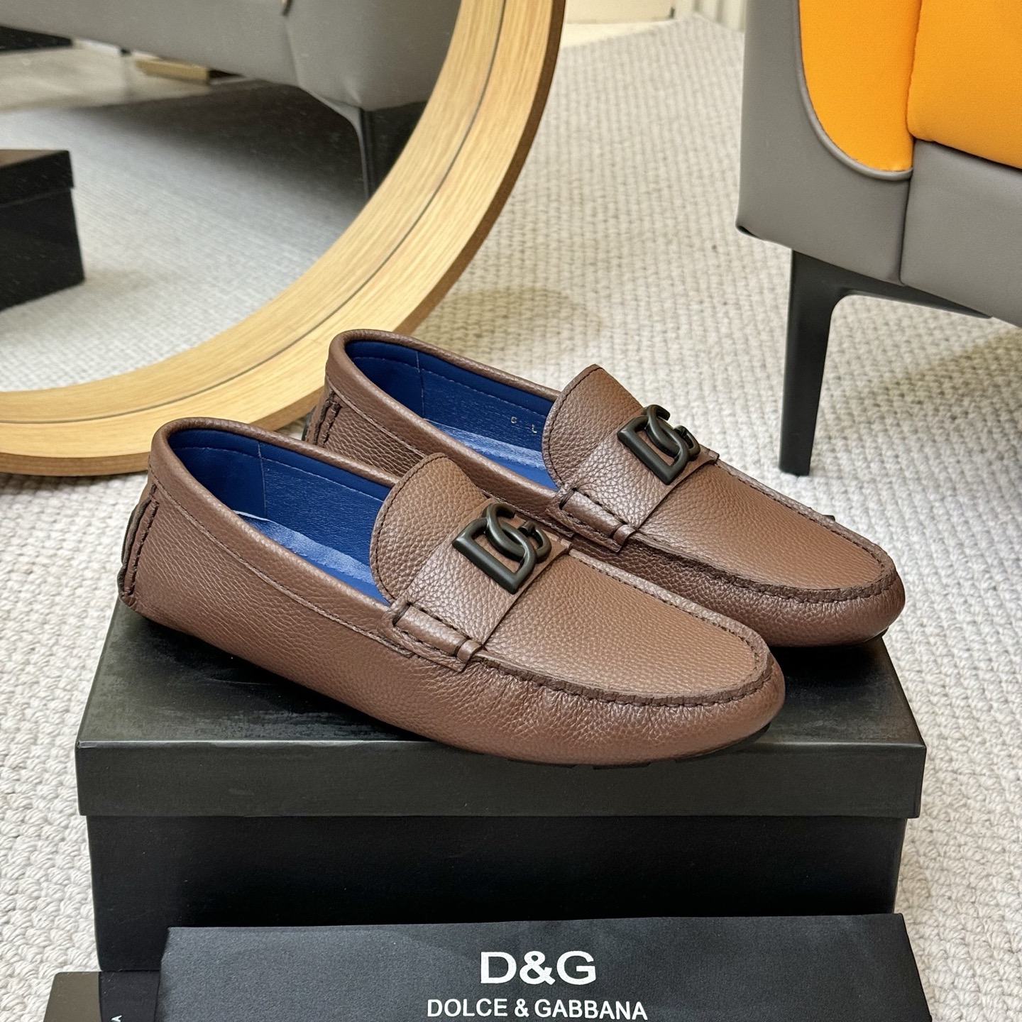 Dolce & Gabbana Leather Driving Moccasins Loafers with DG Logo in Brown 4 i1744399813586 9741 0 2