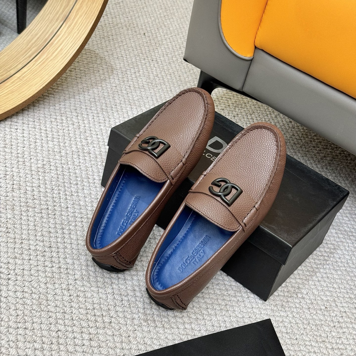 Dolce & Gabbana Leather Driving Moccasins Loafers with DG Logo in Brown 9 i1744399813614 3326 0 7