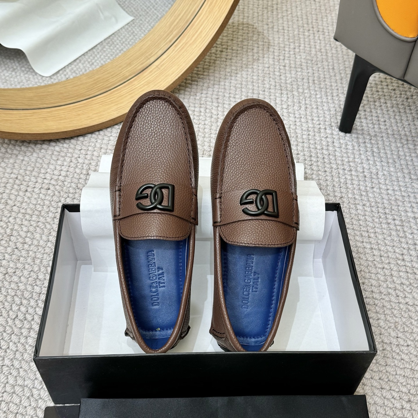 Dolce & Gabbana Leather Driving Moccasins Loafers with DG Logo in Brown 3 i1744399814379 8475 0 1