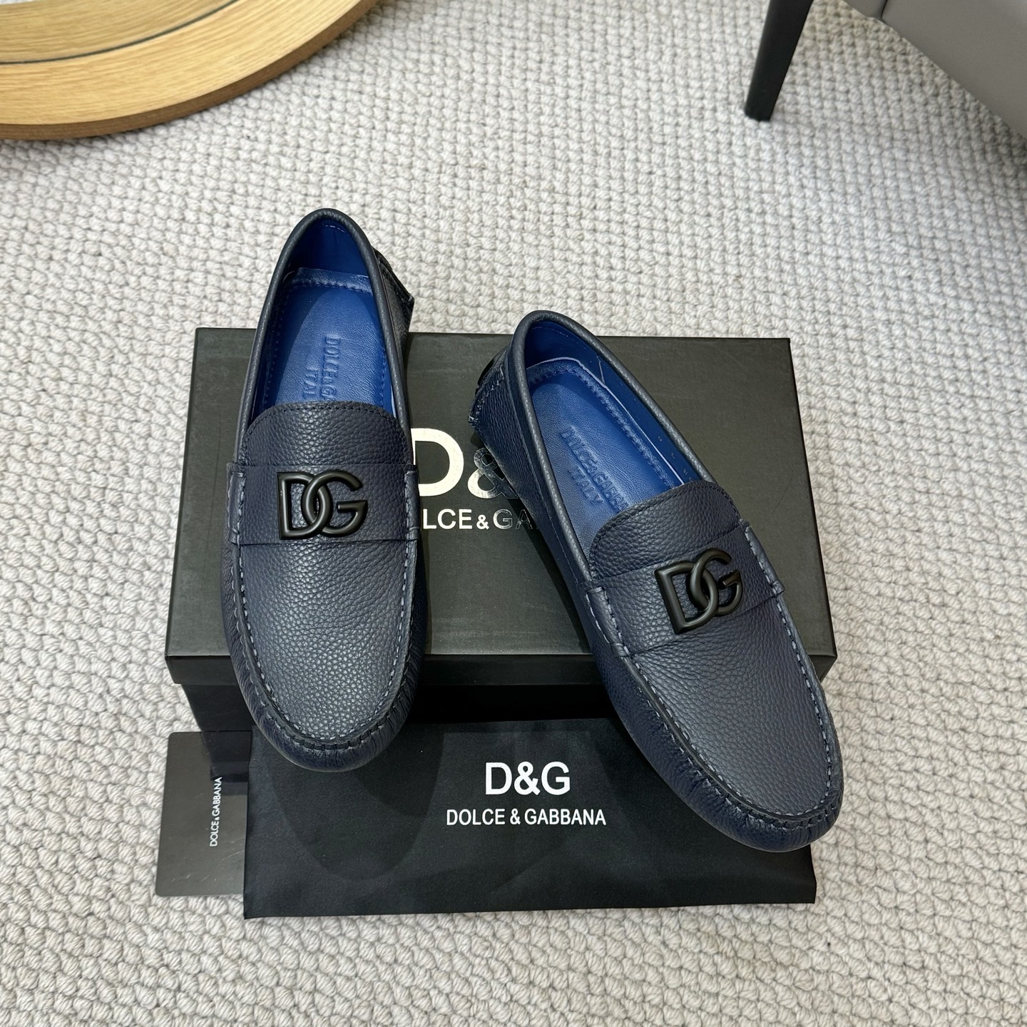 Dolce & Gabbana Men's Leather Driving Moccasins Loafers Shoes, Blue 2 i1744399829770 8296 0 0