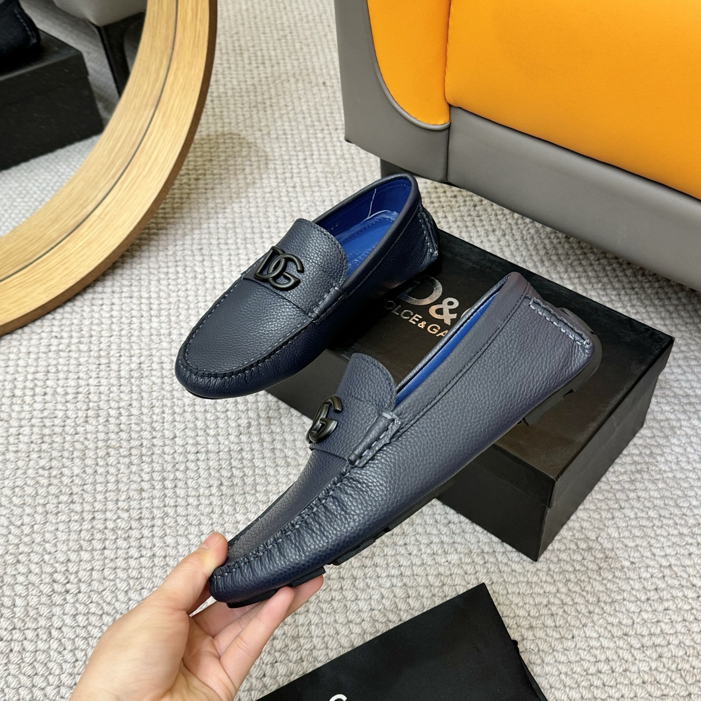 Dolce & Gabbana Men's Leather Driving Moccasins Loafers Shoes, Blue 5 i1744399830426 3074 0 3