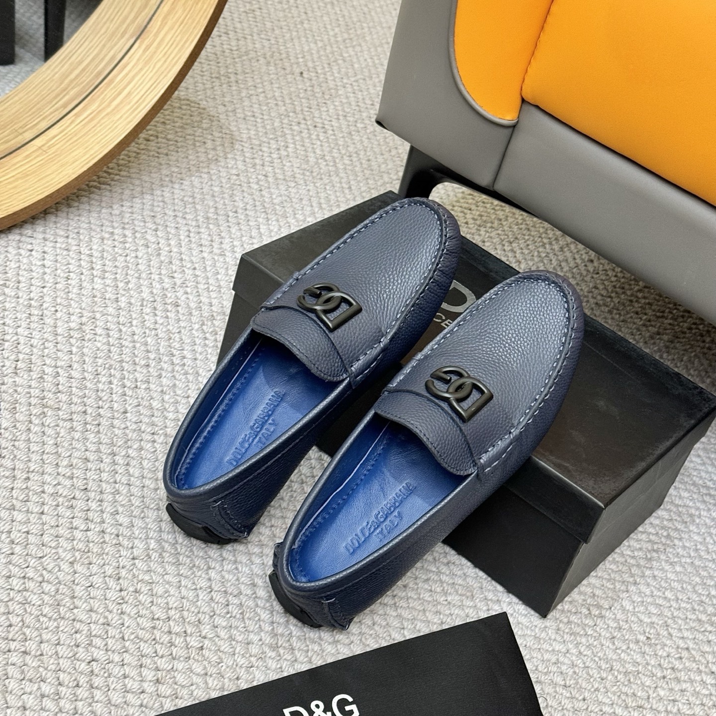 Dolce & Gabbana Men's Leather Driving Moccasins Loafers Shoes, Blue 9 i1744399830436 1813 0 7