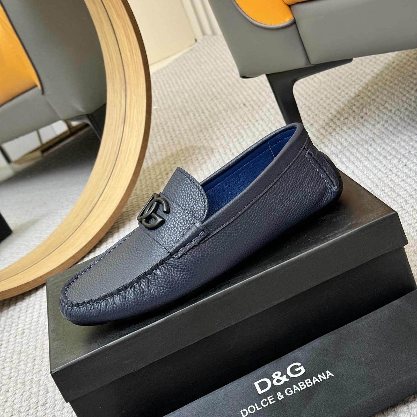 Dolce & Gabbana Men's Leather Driving Moccasins Loafers Shoes, Blue 7 i1744399830444 7466 0 5